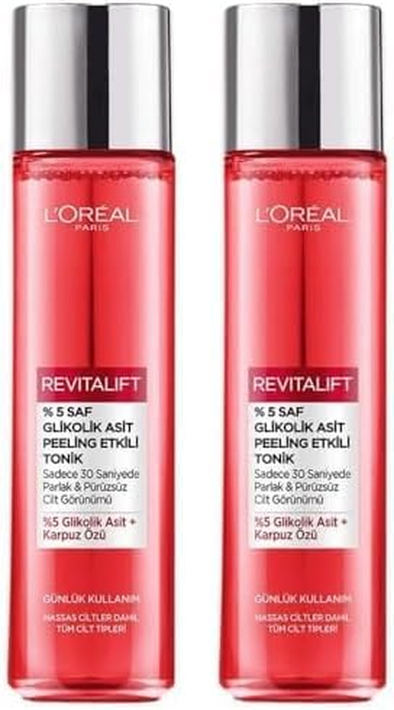 L’Oreal Paris 5% Glycolic Acid Peeling Toner, Revitalift Glycolic Toner, for Smooth & Glowing Skin – 180Ml